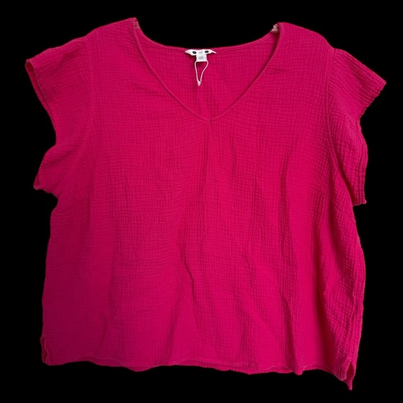 NWOT Vince Pink Cotton Gauzy Flutter Sleeve Top Size XXL Breathable Lightweight - Picture 1 of 7